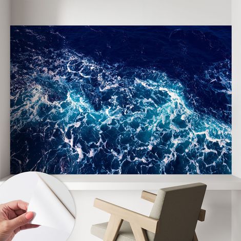Papier peint autocollant avec imprimé pour cuisine facile à appliquer pour mur a motif Vagues marines 104x70 cm (1/5)