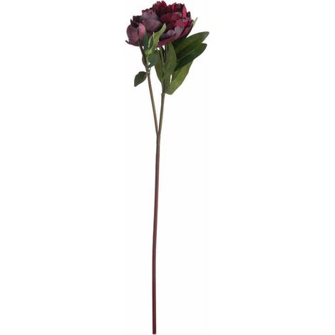 Burgundy Peony Rose Artificial Flower - Plastic - L15 x W20 x H58 cm - Red