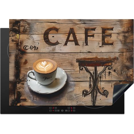Induction Hob Protector Cafe - Wood - Coffee - Shelves 75x52 cm