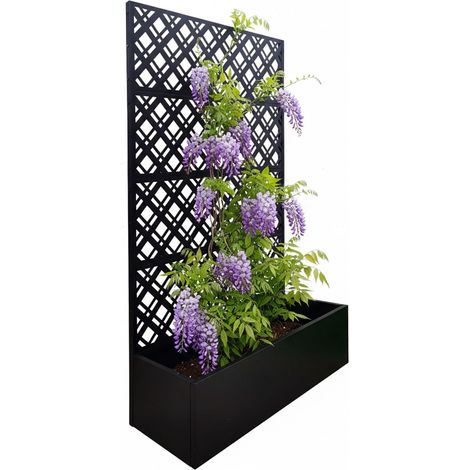 jardinière avec Treillis, HxLxP 180 x 110 x 40 cm, métal, Noir, Brise-Vue Balcon (1/5)