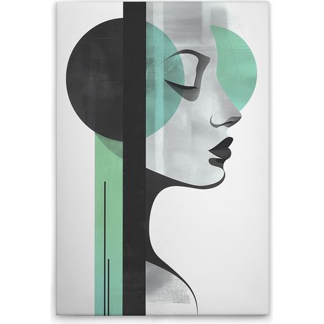 Leinwandbild Frau mit Formen M1-No.52064 - Kunstdruck auf Leinwand in Weiß Schwarz - Wandbild 30 x 45 cm (1/5)
