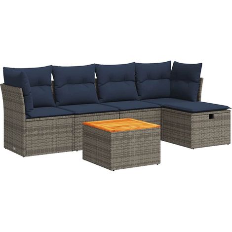 Maison Exclusive - 6-tlg. Garten-Sofagarnitur mit Kissen Grau Pol