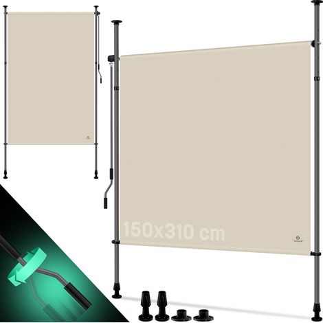 KESSER® Persianas de pinza Persianas verticales exteriores extensibles y opacas Persianas verticales con manivela sin taladrar Beige, 150 x 310 cm (1/5)