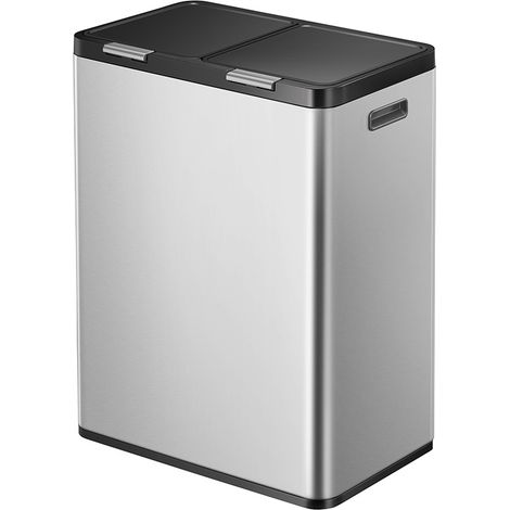 EKO - Touch Tri Sélectif Essential 2 30+30 litres - Stainless Steel Plastic  - inox mat
