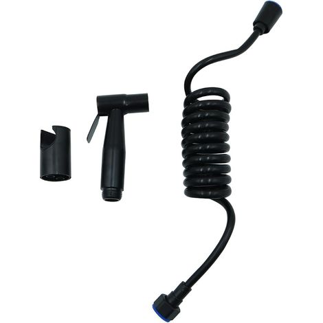 Kit de douchette à main en acier inoxydable nickel brossé avec tuyau en PVC universel G1/2 connecteurs Noir (1/5)