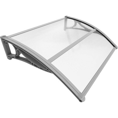 Auvent de Porte d'entrée Toit Marquise en Polycarbonate Porte Résistante Toit Abri Protection Contre La Pluie et UV Gris Transparent 100 x 80 cm (1/5)