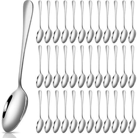 Lot de 36 cuillères à café, cuillères à café en acier inoxydable, cuillères à latte macchiato, cuillères à céréales, cuillères à soupe, cuillères à expresso, cuillères à glace, cuillères à dessert (1/5)