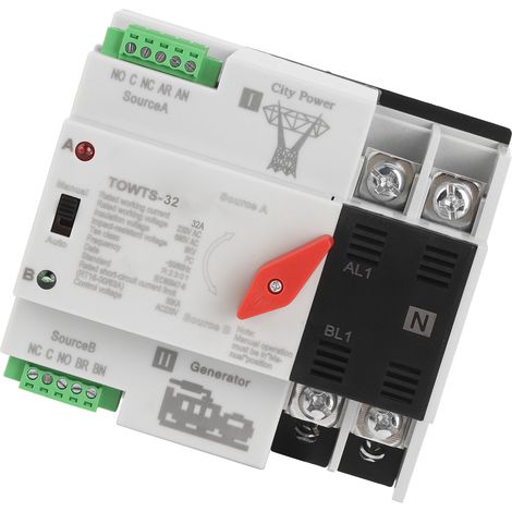 Automatischer Dual-Power-Umschalter 2P 8KV 2 Modi Stromumschalter für Haus, Fabrik, Büro AC 220V 32A (1/5)