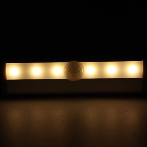 lampes LED infrarouges à détecteur de mouvement pour armoires, couloirs, placards, veilleuses à économie d'énergie, longues bandes lumineuses en aluminium, blanc chaud. (1/5)