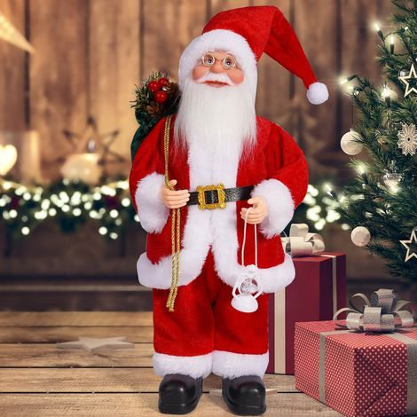 Santa Claus Figurine, Standing Red Santa Claus 32cm/12.5in Traditional Christmas Decoration Cute Christmas Figures Ornament for Christmas Party Table Decorations