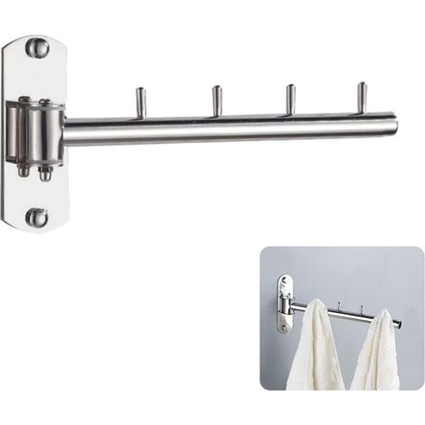 Cintre à Vêtements en Acier Inoxydable avec Bras Pivotant Fixation Murale Pliable Cintres Porte-Manteau Tringle De Rail Cintre Mural Pliant pour Vêtements Crochets Rangement Chambre Salle Bain (1/5)