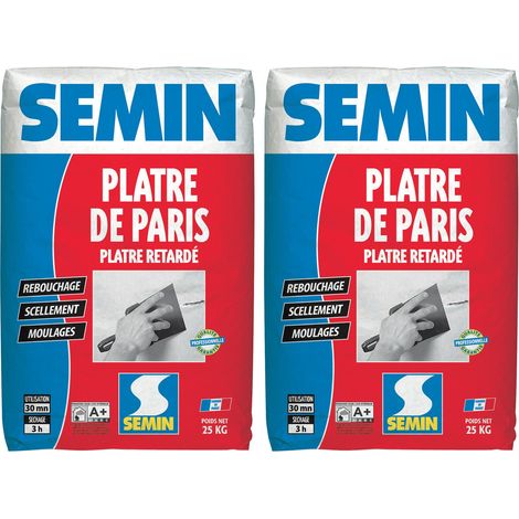 Plâtre de Paris Semin - Moulages, Scellements et Rebouchage - Intérieur - Poudre - Sac de 25 kg (lot de 2) (1/5)