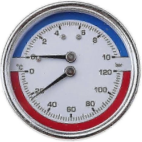 Manomètre de température et de pression de chaudière 0-120℃ 0-10 bar, compatible avec le connecteur de manomètre thermobarique version 0210. (1/5)