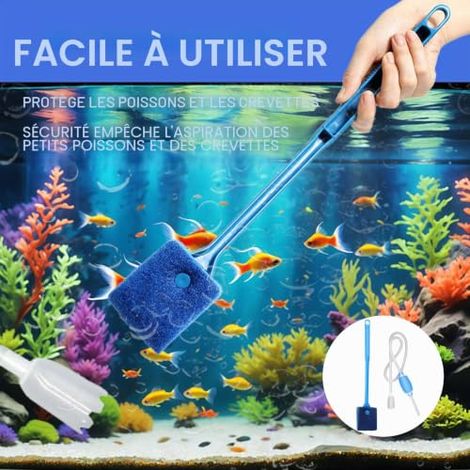 Kit de nettoyage pour aquarium,comprend 1 Aquarium Fish Tank Aspirateur avec Pompe à Siphonner Eau avec Filtre à Gravier et 1 brosse (1/5)