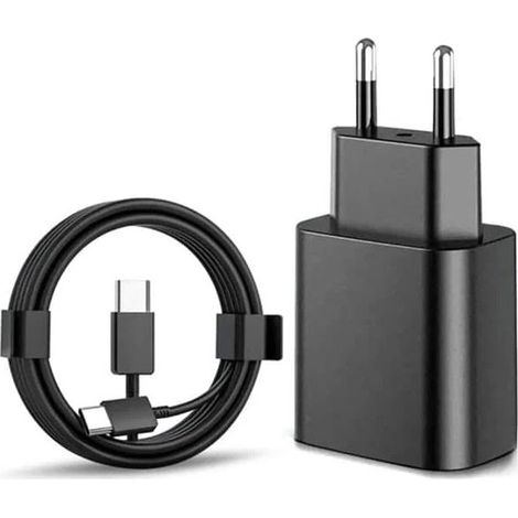 Samsung 25W Schnellladegerät mit USB-C-Kabel, ultraschneller Ladeadapter für Samsung Galaxy Smartphones, Schwarz, 1 Stück (Samsung 25W Schwarz) (1/5)