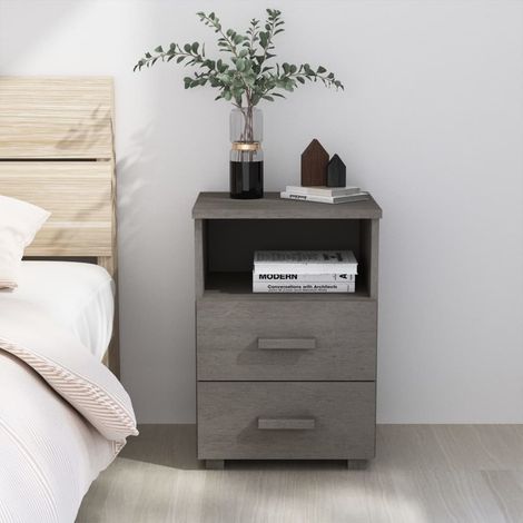 vidaXL Comodino HAMAR Grigio Chiaro 40x35x62 cm Legno Massello di (1/5)