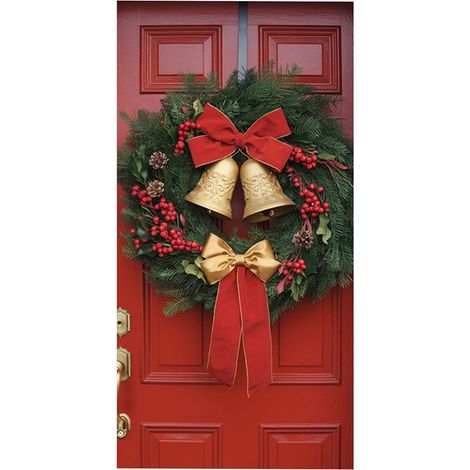 Housse De Porte De Noël - Bannière De Décoration De Porche - Pour Décoration Intérieure Et Extérieure - 35 X 71 Pouces (1/5)