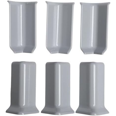 Lot de 6 blocs d'angle pour plinthe pour installation rapide sur plinthes de 8 cm de hauteur (M gris) (1/4)