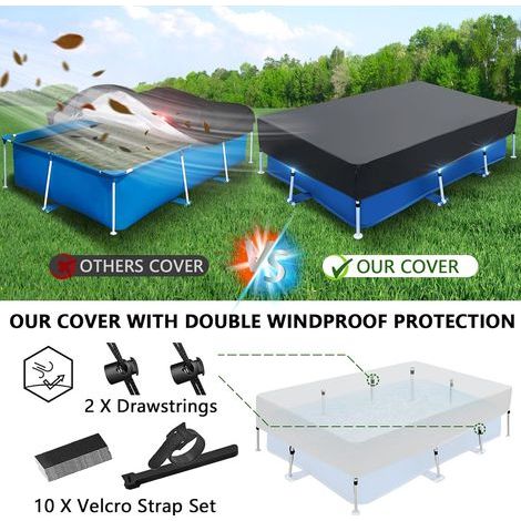 Bâche solaire rectangulaire pour piscine - 26017030cm- Bâche pliable pour piscine hors sol,pour économiser de l'espace. (1/4)