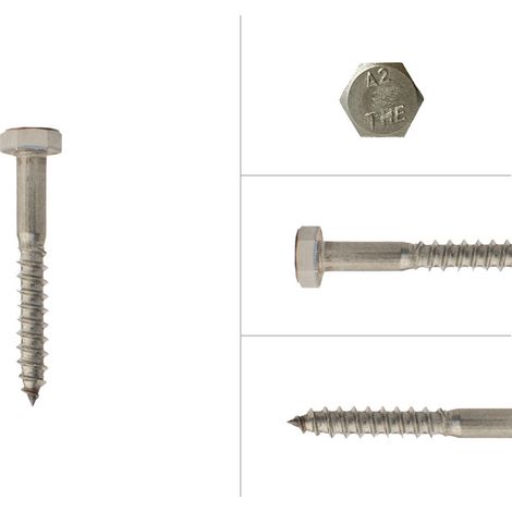 Tirefond inox M6 x 45 mm - Par 200 pièces (1/2)