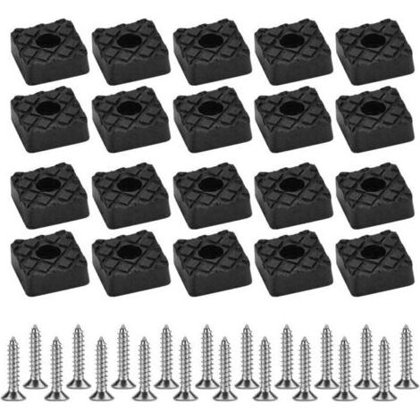 Lot De 20 Patins De Protection Carrés 30mmx30mmen Caoutchouc Pour Pieds De Meubles Pour Plancher En Bois, Patins Antidérapants À Visser Noir (1/4)