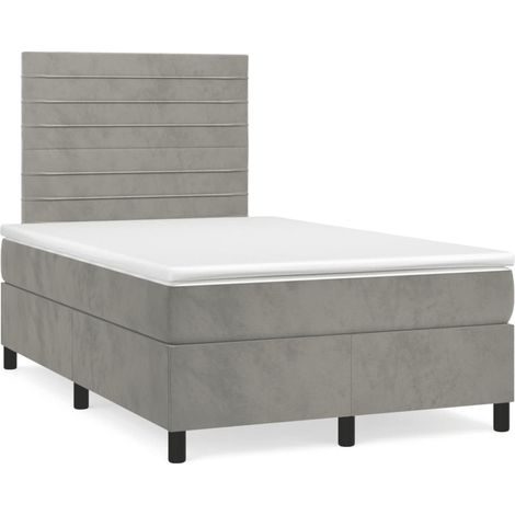 Sommier à lattes de lit avec matelas LED gris clair 120x190 (1/5)
