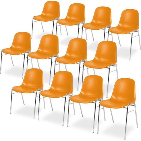 BRB 12 Kunststoffschalenstühle, verchromtes Untergestell, BxTxH 495x520x770 mm (orange)