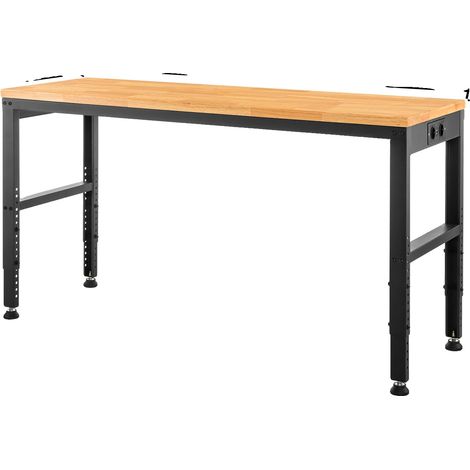 Banco de trabajo, altura regulable, madera de roble resistente, 48 x 24 pulgadas sin ruedas. (1/2)