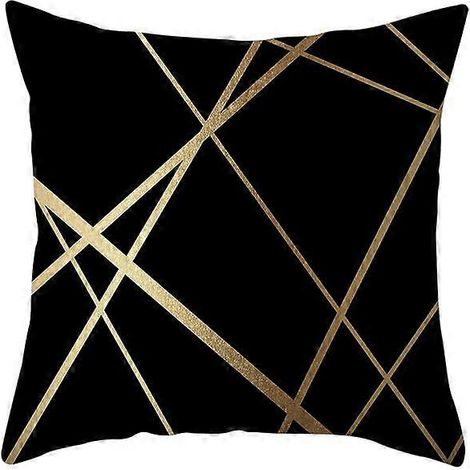 40 x 40 cm Samtkissenbezug, schwarze Dekokissenbezüge mit goldenen Linien und geometrischem Muster für Schlafzimmer, Bank oder Sofa – 2er-Set (1/4)