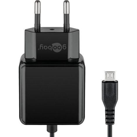 Chargeur Mural Micro USB 3,0 A USB Alimentation pour Smartphones Adaptateur Secteur 1,5 m Noir 49603 (1/5)