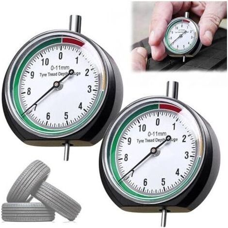 Tire Depth Gauge, 2 Pieces Professional Tire Depth Gauge Tread Measurement Portable Tire Bearing Measuring Tool Range 0-11mm for Cars Motorcycles Truck (1/5)
