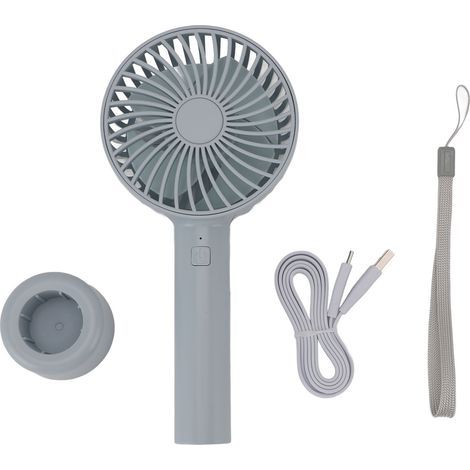 Silent, long-lasting, rechargeable, portable fan with 3 speeds and a lanyard base for everyday use, beach, cycling, camping, blue (1/5)