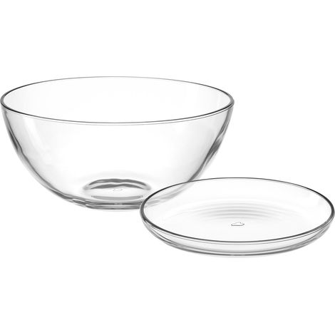 Lot de 5 bols en verre et bol de service Pour petit déjeuner, dessert, collations Peut être combiné au quotidien Simple et moderne Idéal comme table Transparent (1/2)