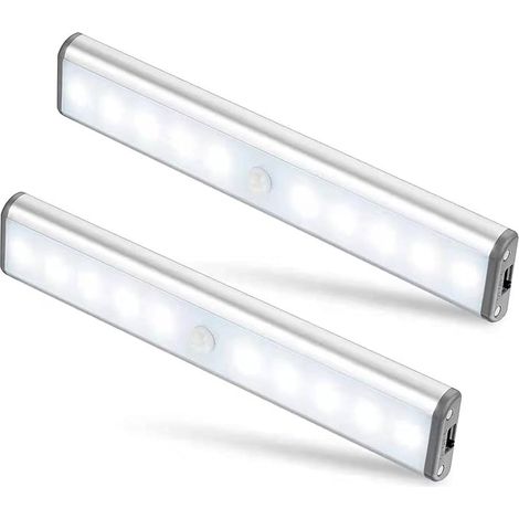 Set of 2 10 LED Lights Wireless USB Rechargeable Magnetic Motion Sensor 2 Lighting Modes Portable Closet Light Emergency Lamp Child Night Light (1/5)