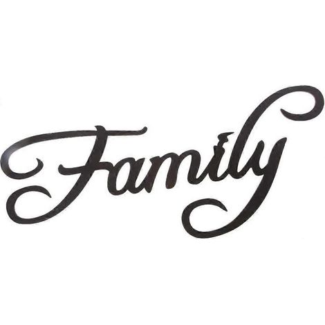 Panneau décoratif en bois, motif lettres familiales, fresque murale 3D, non peinte (noir, 38 cm x 16 cm x 0,3 cm) (1/5)