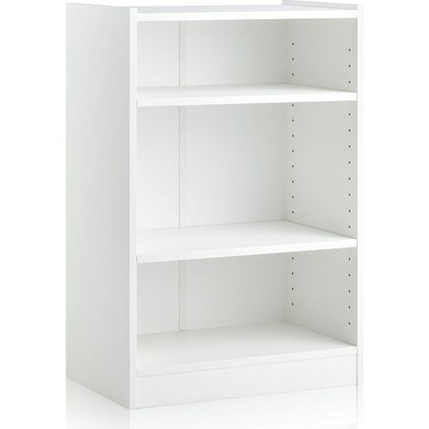3 stockiges weies bucherregal mit verstellbaren regalboden 50 x 30 x 75 cm