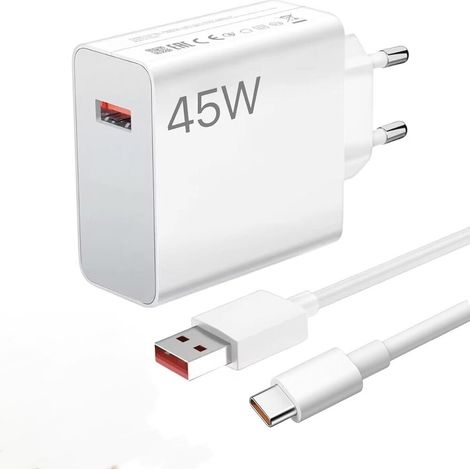 Chargeur 45W et Câble USB C 1M, Adaptateur Rapide 6A Type C pour Xiaomi Poco X7 M7 Pro M6 Pad 7 (1/5)