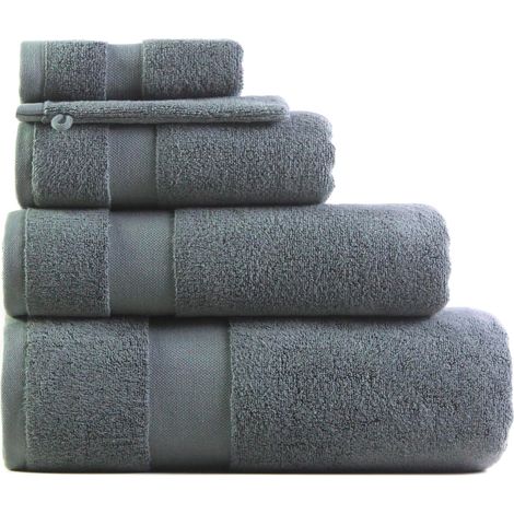Lot de 4 Gants de Toilette en Coton ,650Gsm, Gris,3434cm (1/2)