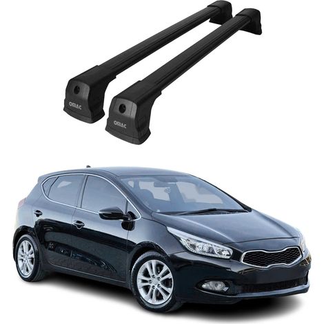 OMAC Barres de toit compatibles avec Kia Ceed II HB 2012-2018 5 Portes – 2 barres – Antivol inclus – Aluminium Noir (1/4)