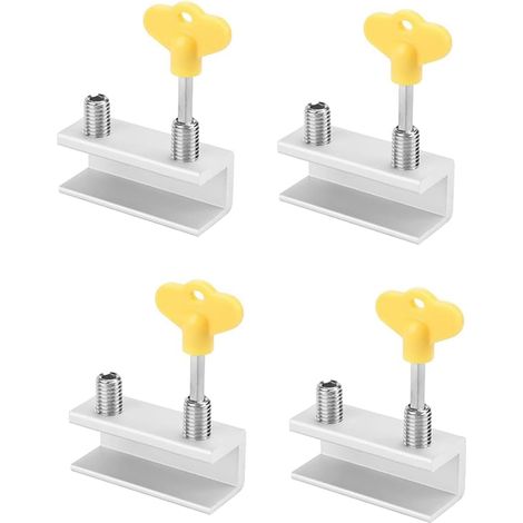 Lot de 4 verrous de fenêtre coulissante, en alliage d'aluminium, pour cadre de porte, serrure de sécurité avec clé (alliage d'aluminium longue)