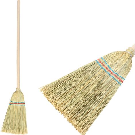 Besen MagicHome, Sorghum, mittel Kinder, 3x genäht, Stiel 65 cm (1/4)