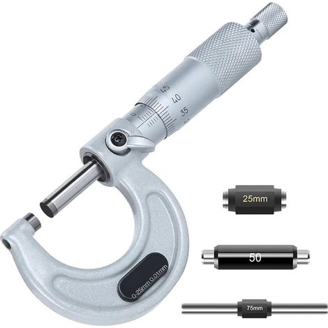 Micromètre Micromètre mécanique à spirale 0,01 mm Micromètres extérieurs Micromètre à vis Outils de mesure de graduation de haute précision(75-100mm) (1/5)