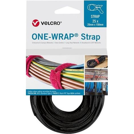 Fascette In Velcro Una Fascia Strap 20 X 330Mm Nero 25 Unità