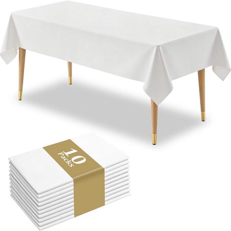 10x Einweg Tischdecke 137x274cm Weiß, Wasserdicht, Fleckschutz, PEVA