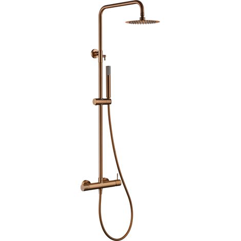 Conjunto ducha monomando Genova oro rosa cepillado [ IMEX® ]