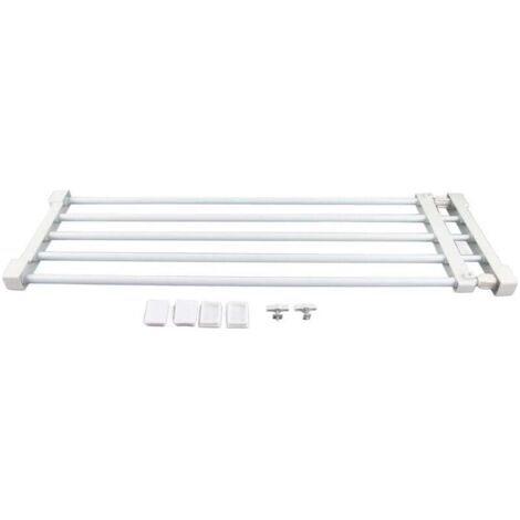 Estante telescópico ajustable, sin perforaciones, de metal, organizador de armario, separador expandible de 75 a 120 cm para dormitorio, baño y cocina.