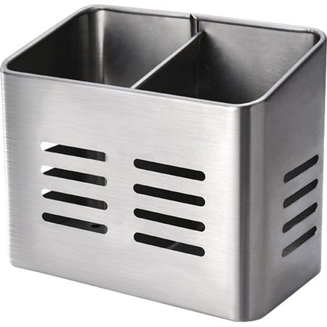Égouttoir avec plateau d'égouttage – Égouttoir à double compartiment – Convient pour suspendre et ranger cuillères, fourchettes, couteaux et baguettes. (1/5)