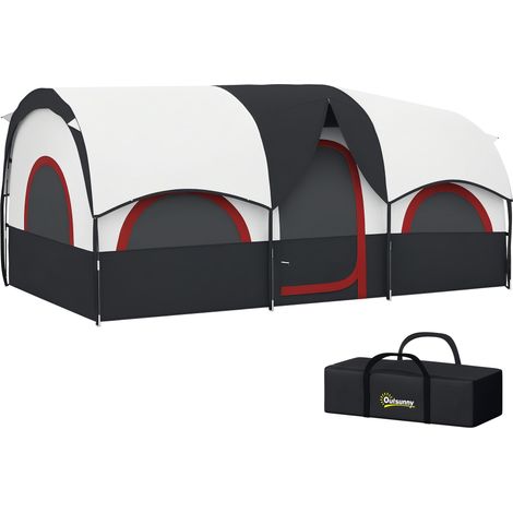 Tente familiale pour 4 à 6 personnes étanche avec chambres indépendantes 435 x 251 x 195 cm gris et blanc