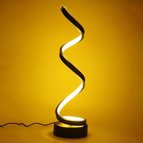 Lampe de table LED spirale 12 W à intensité variable, lampe de chevet noire incurvée avec lumière blanc chaud (1/5)