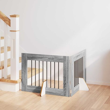 Puerta de perro con soportes 2 pcs Gris 80 x 60 cm